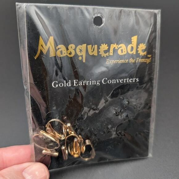 Masquerade Gold Earring Converters 4 Pack Pierced To Clip-On Easy Jewelry DIY - Picture 1 of 4